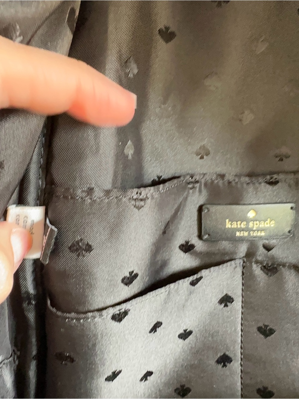kate spade chelsea black and white apple print nylon backpack - Picture 11 of 15